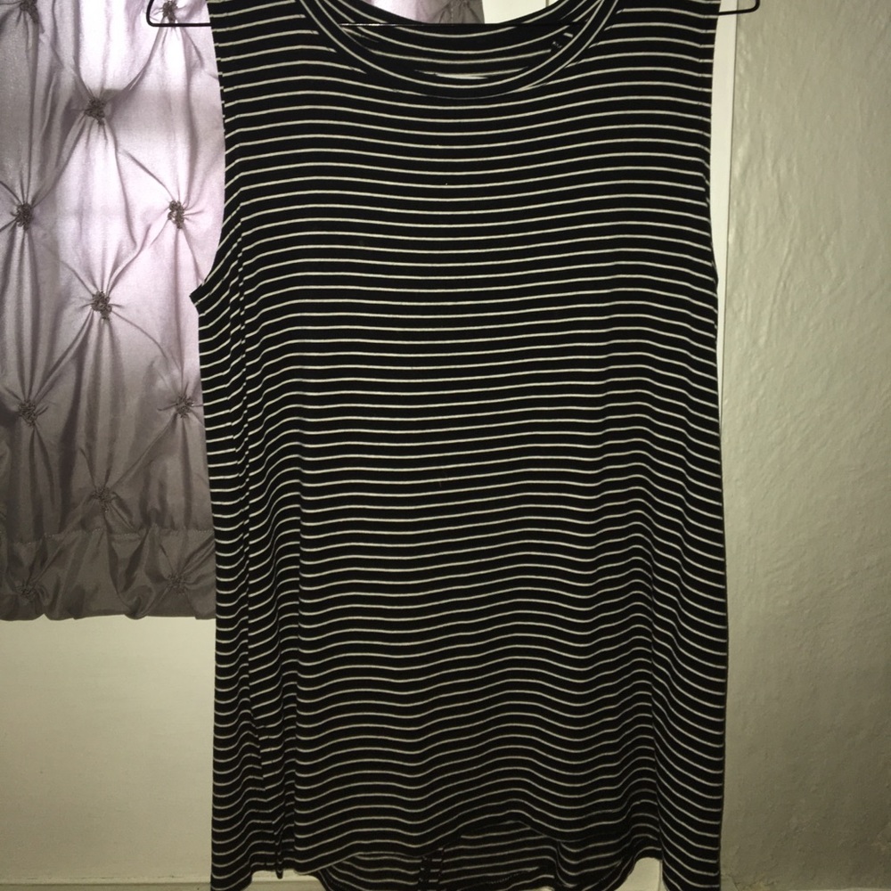 Black and White Stripped Cut Back Tank Top