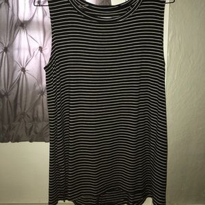 Black and White Stripped Cut Back Tank Top