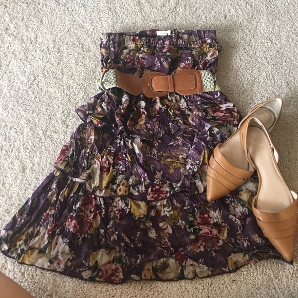 🥂HP🥂🍑 Country Chic Ruffle Dress w/ Crochet Belt - Picture 1 of 5