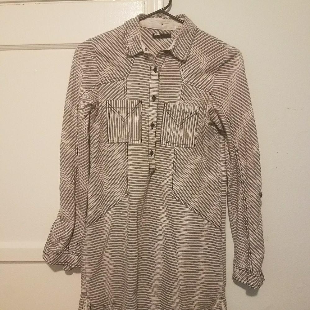 Long sleeve collared mini dress
