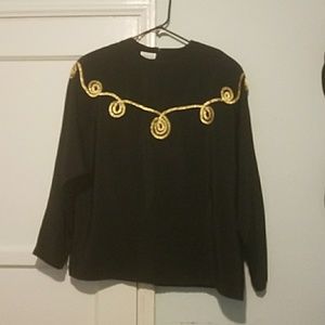 Black Leslie Fay Long Sleeve Blouse