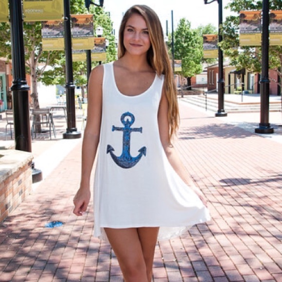 Last 1! S Anchor sequin Mini dress/ beach cover up - Picture 3 of 3