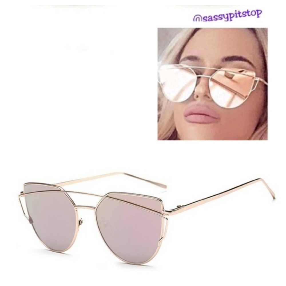 ❤️Gold Fashion Sunglasses Double Metal Nose Bridge - Picture 2 of 8
