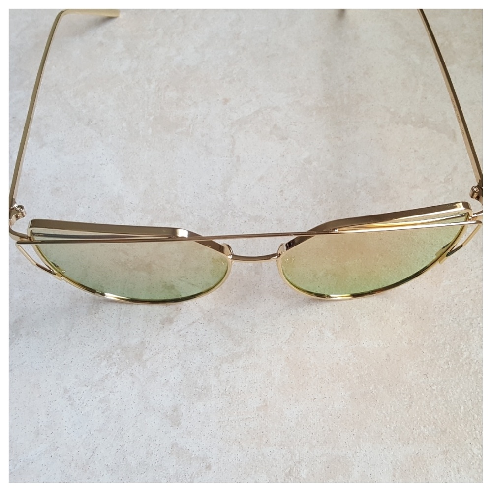 ❤️Gold Fashion Sunglasses Double Metal Nose Bridge - Picture 3 of 8