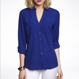 Express Portofino Button Down Shirt Blue