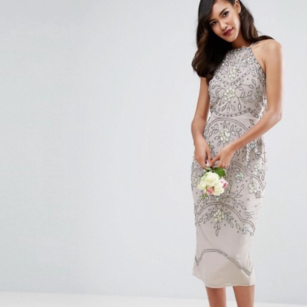 ASOS embellished floral midi dress size 0
