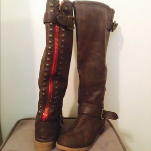 Brown riding boots