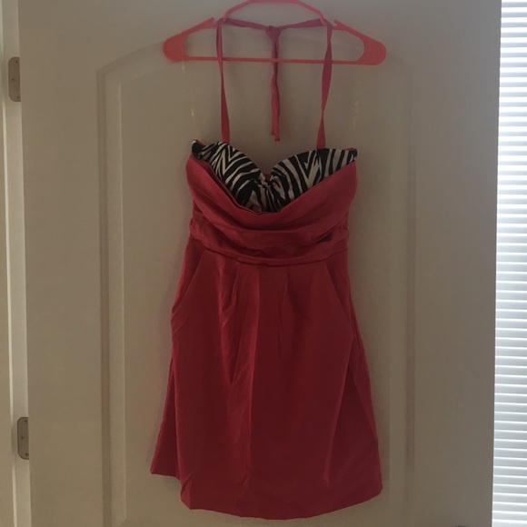 Pink Zebra Prom Sweetheart Halter Dress 👗 - Picture 7 of 8