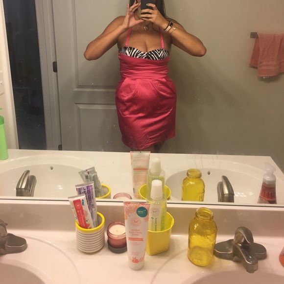 Pink Zebra Prom Sweetheart Halter Dress 👗 - Picture 2 of 8