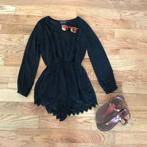 Black ASTR Long Sleeved Romper