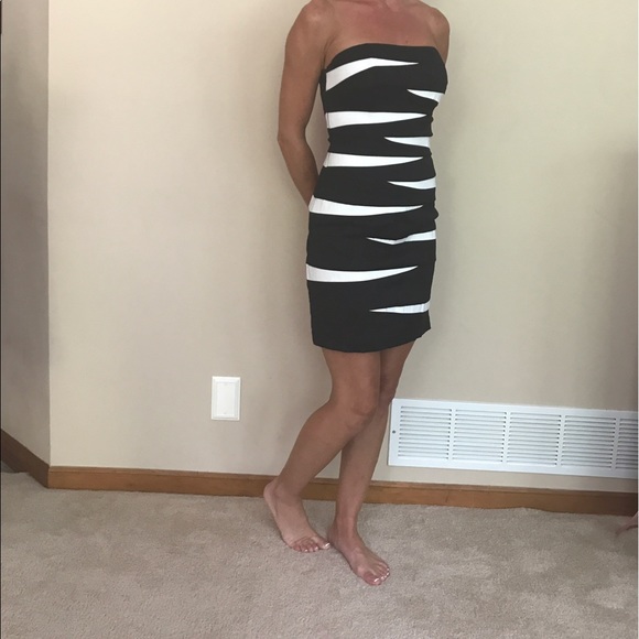 Cache Dresses & Skirts - Cache Strapless Black & White Dress
