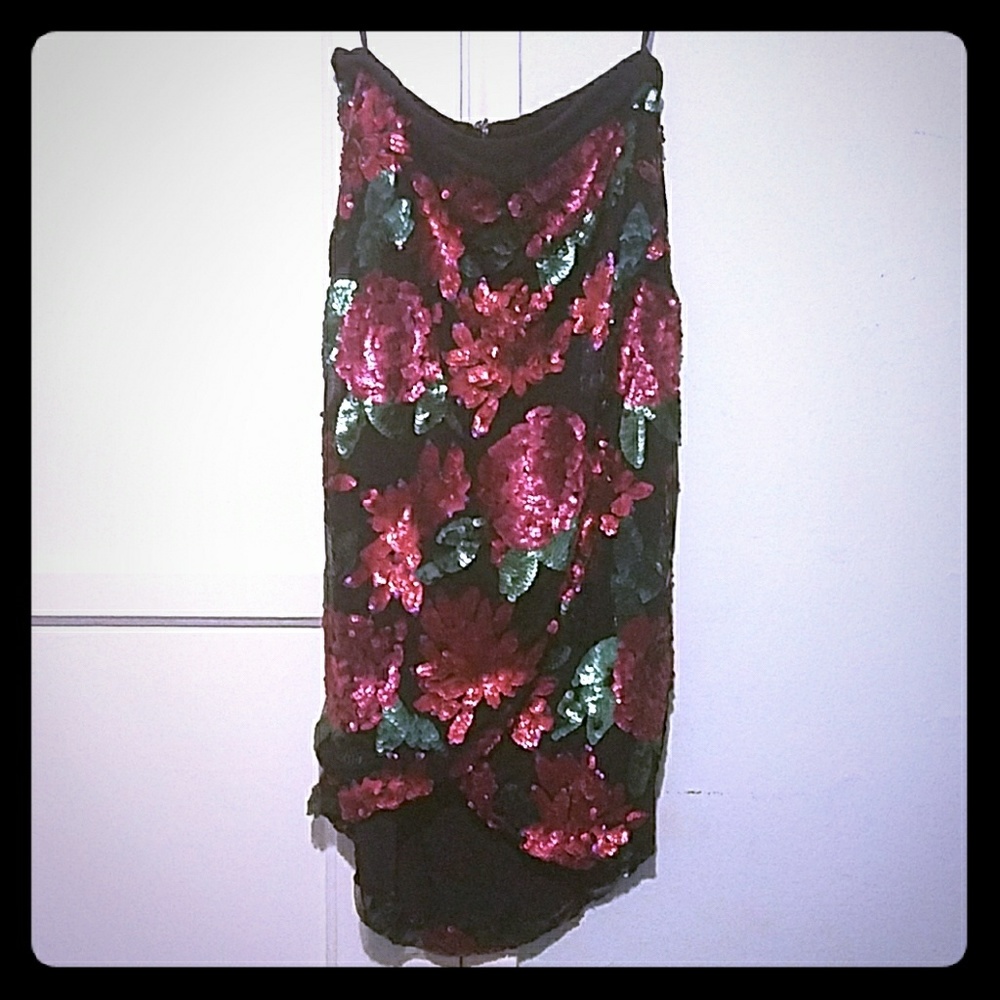 Floral Sequin Midi Skirt PREMONITION