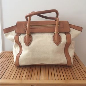 J.crew linen and leather summer purse.