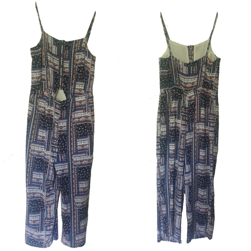 NWT Anthropologie Paper Crane Blue Floral Jumpsuit