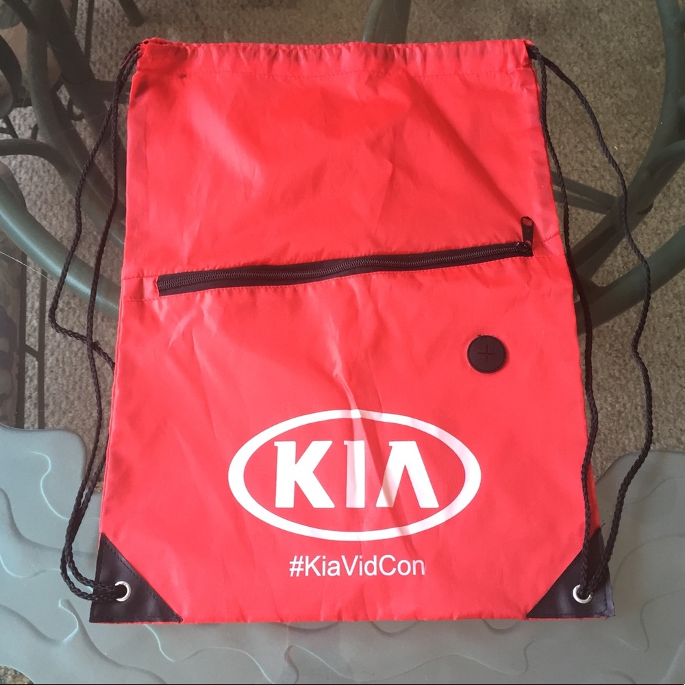 Red Kia VidCon Drawstring Backpack Bag w/ Pocket