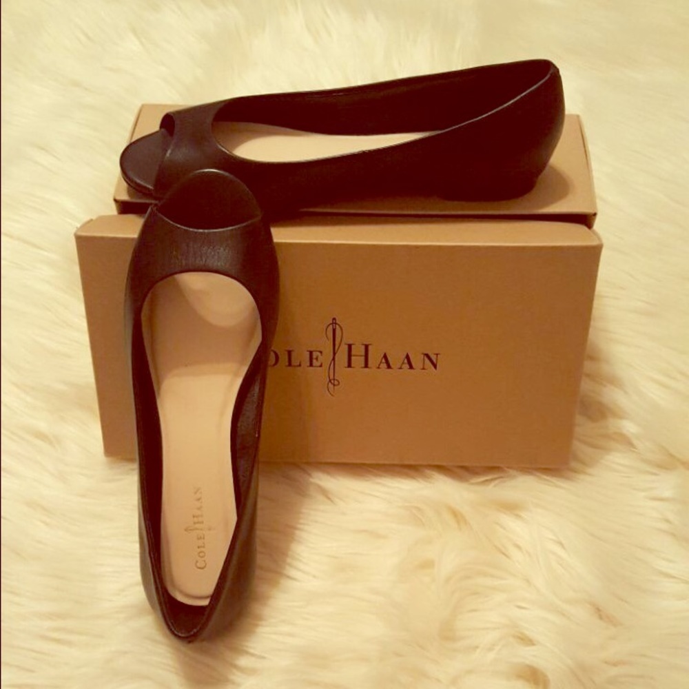 Cole Haan Black Flats open-toe