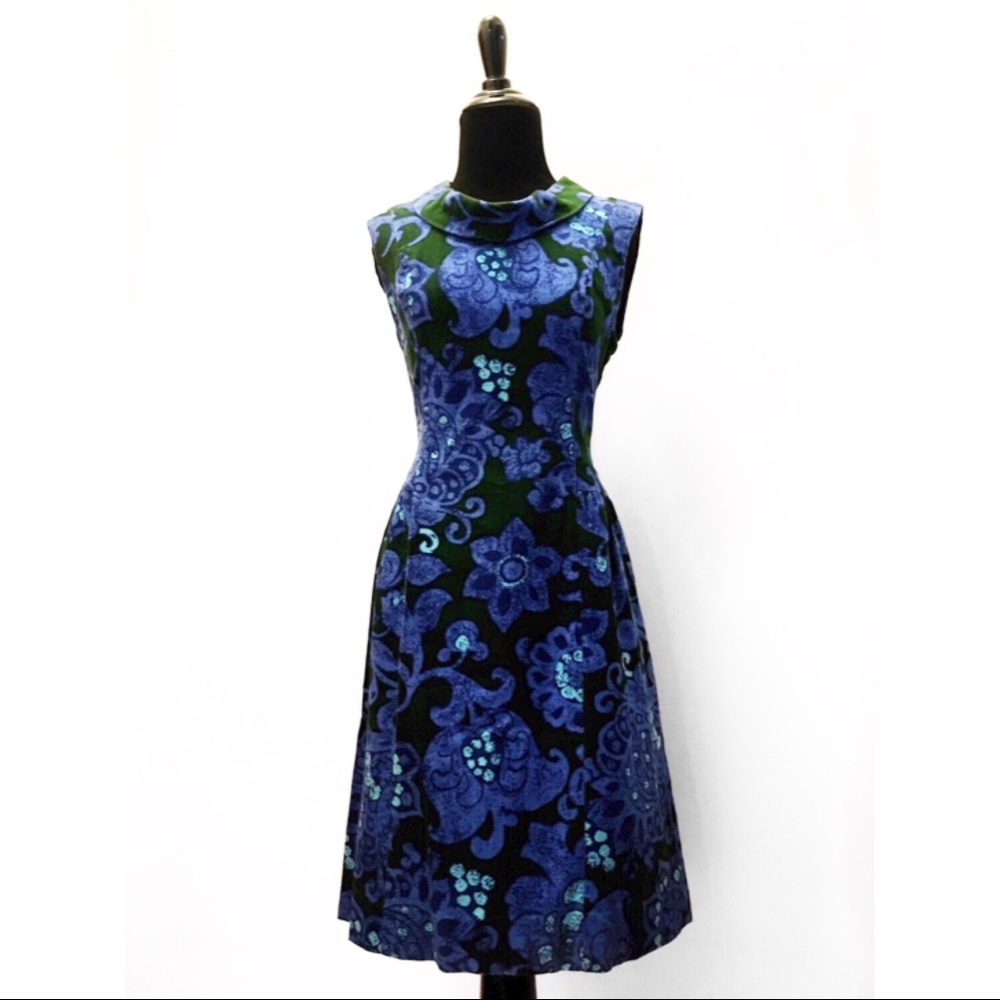 True Vintage 1960's Barkcloth Dress