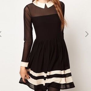 ASOS skater dress in mesh w contrast detail