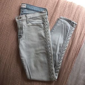 Hudson Skinny Jeans (light wash w/ braid detail)