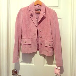 Rose pink suede leather jacket