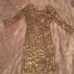 Gold sequin mini dress