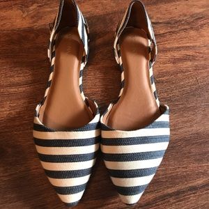 Navy and white flats