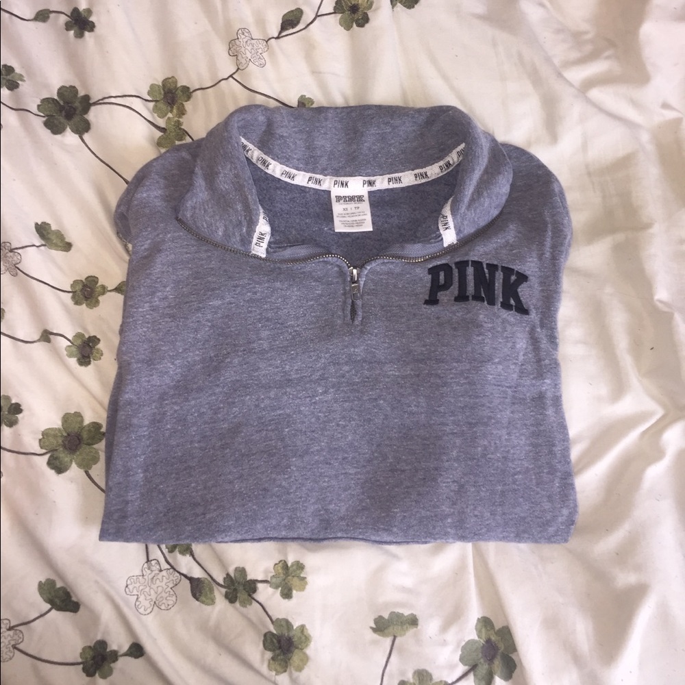 PINK Light Gray 3/4 Zip
