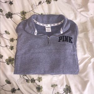 PINK Light Gray 3/4 Zip