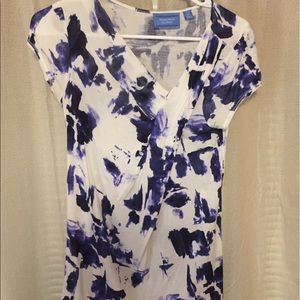 Purple floral top with asymmetric neck line