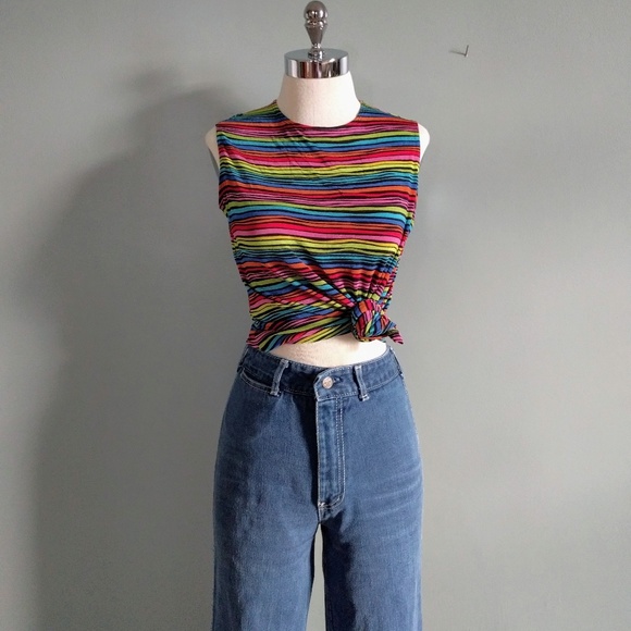 90s rainbow striped jeans