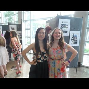 Black floral dress (pictured on the left)