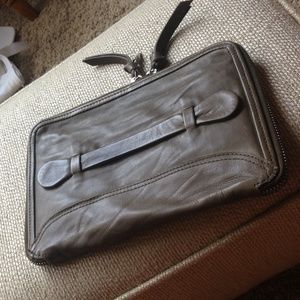 Free People Leather zip clutch purse