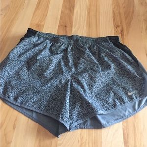 Grey and black patterned running shorts