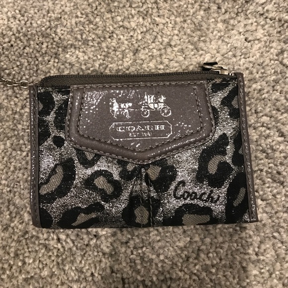 COACH BLACK AND SILVER CHEETAH COIN PURSE - Picture 1 of 3