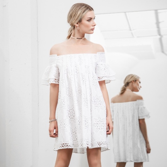 Just One Answer Dresses & Skirts - JOA Eyelit Lace Off The Shoulder Dress Just One Answer Dresses & Skirts - JOA Eyelit Lace Off The Shoulder Dress
