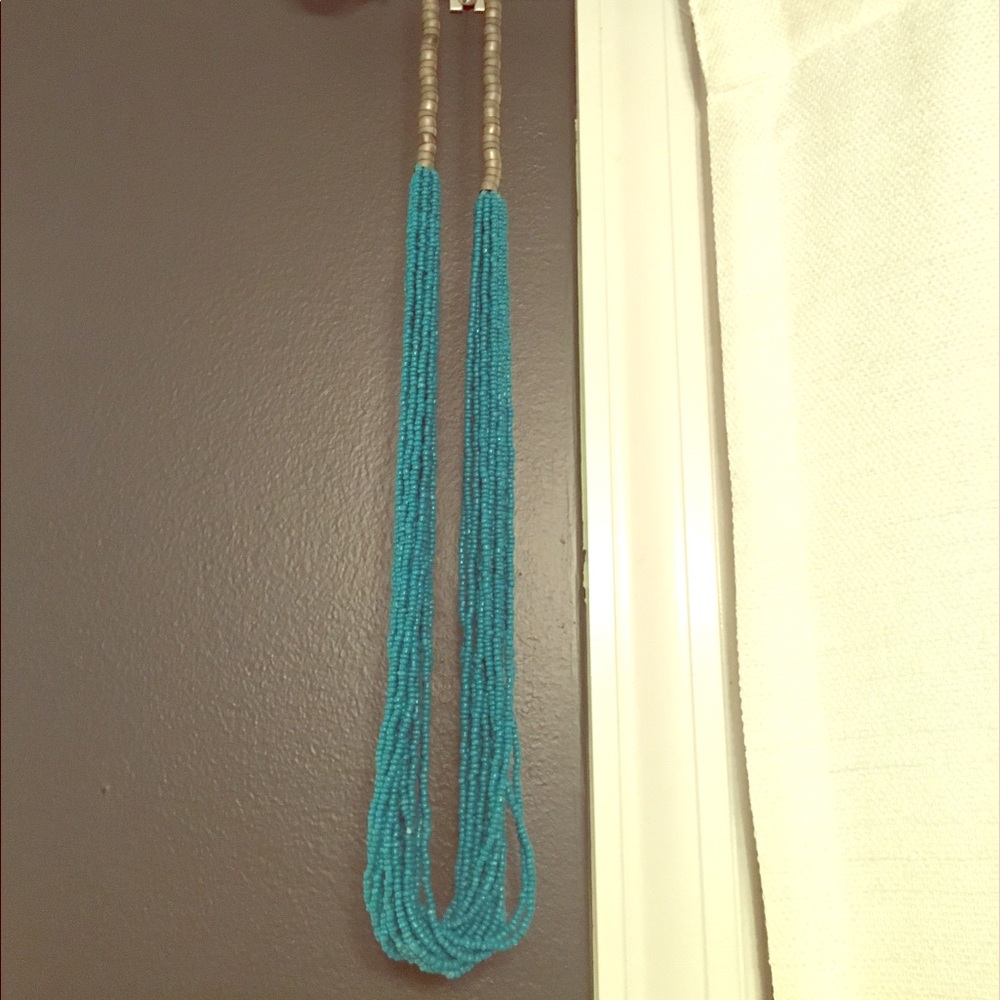 Long turquoise beachy necklace
