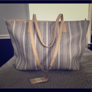 Coach legacy weekend tote ticking stripe