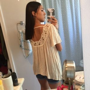 Chloe K Pastel Pink crochet flowy top