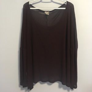 Maroon off the shoulder waffle sweater