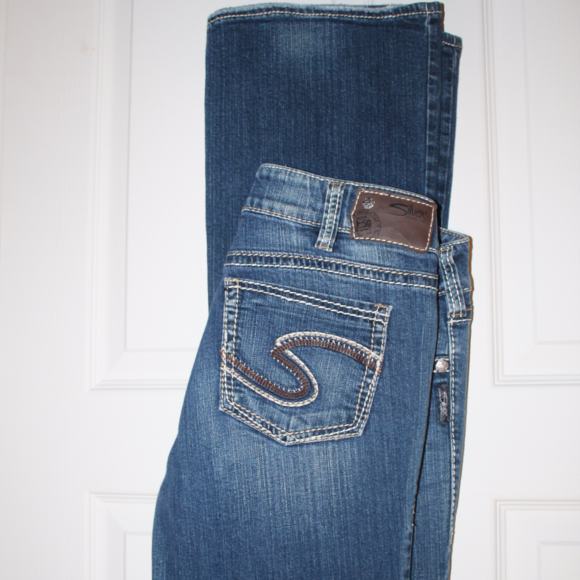 Silver Boot-Cut Jeans - Picture 1 of 2