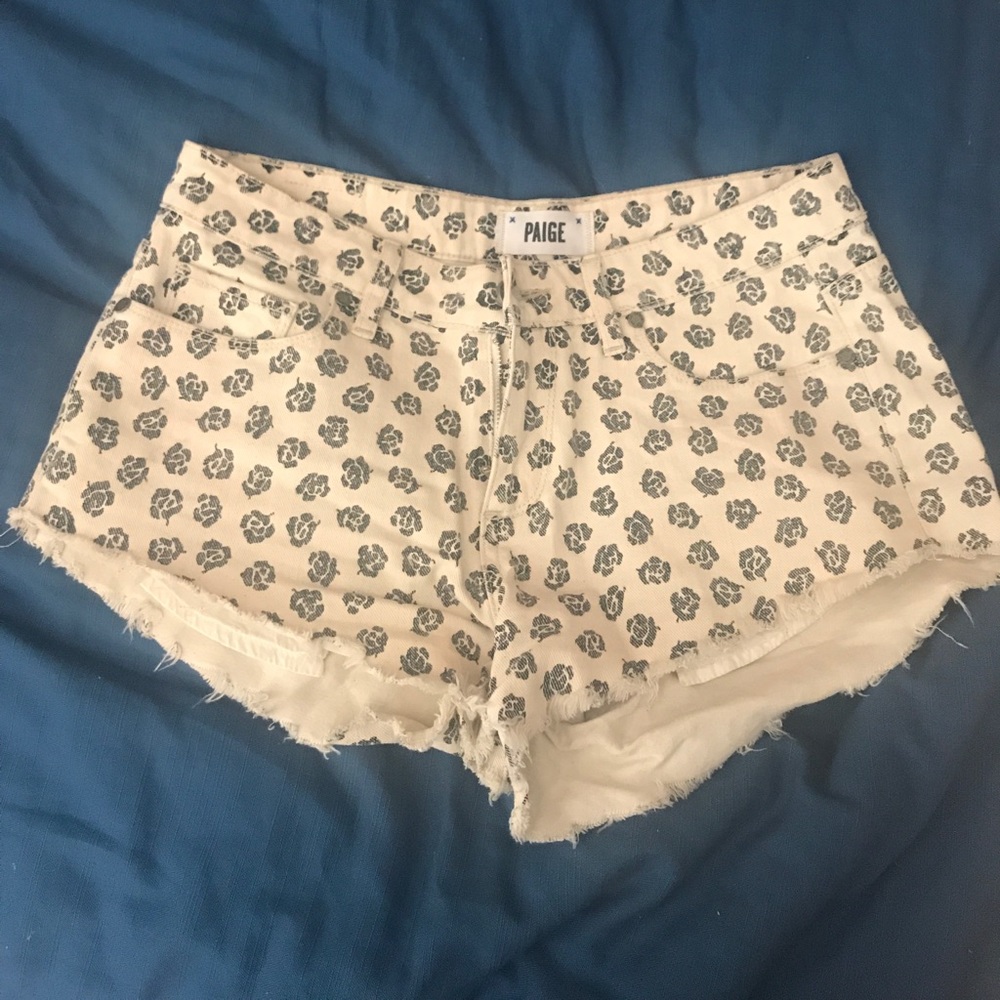 Paige denim shorts with rose design