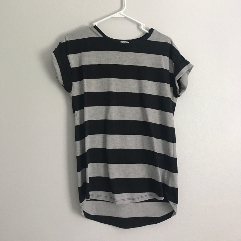 Striped tee with rolled sleeves