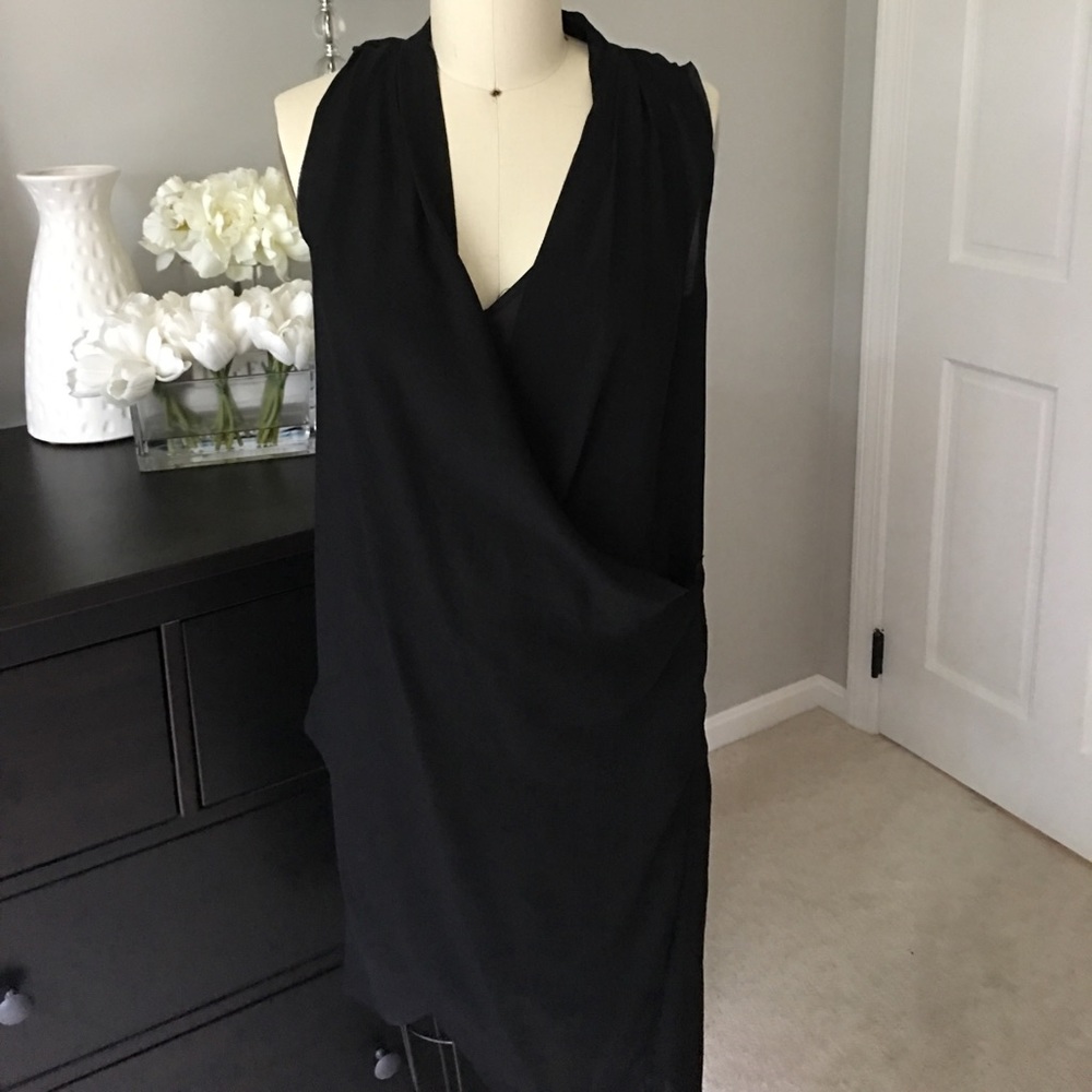 H&M black draped dress size 2