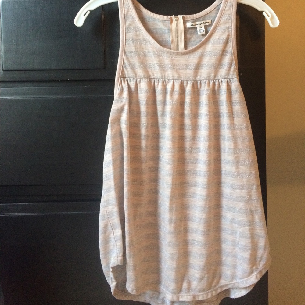 American Eagle silver sparkle and tan tank top