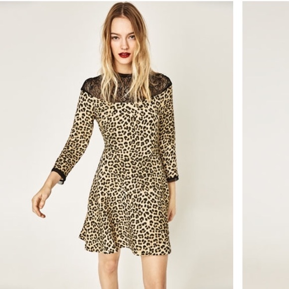 Zara Dresses & Skirts - Zara woman animal print lace panel flowy dress