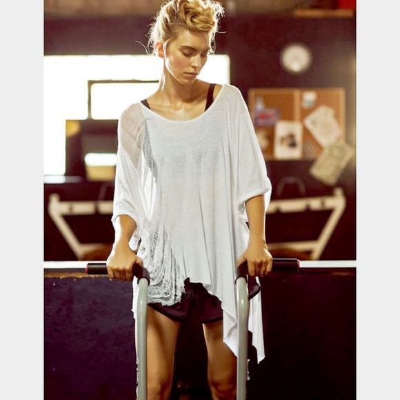 SOLD OUT***NWT, Free People shredded tee in grey. - Picture 2 of 6