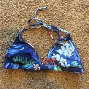 Blue Floral Roxy Bikini Top