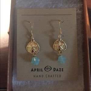 Dangling gold sand dollar earrings