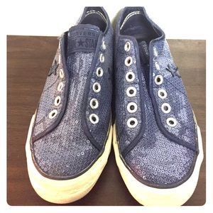 Blue sequined Converse One Stars