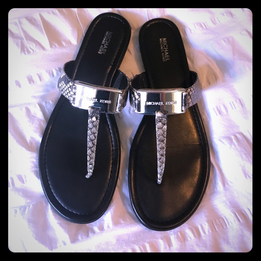 Michael Kors snake print plate thong